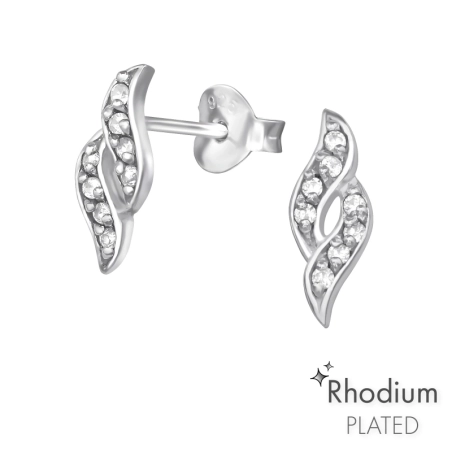 Twisted Ear Studs with Zirconia stones Jewellery | All4silver