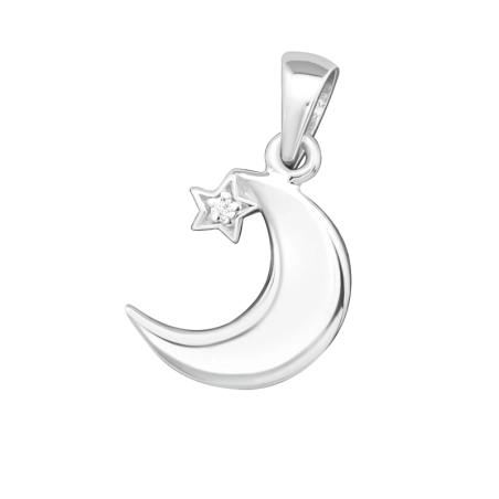 Crescent Moon Pendants with Zirconia stones Jewellery | All4silver