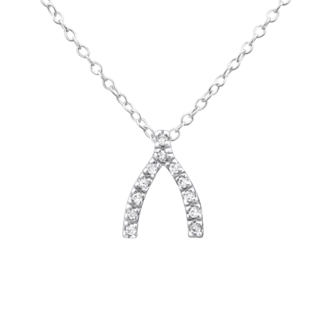 Wishbone Necklace with stones Jewellery | All4silver