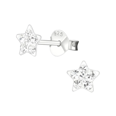 Star Ear studs with stones Jewellery | All4silver