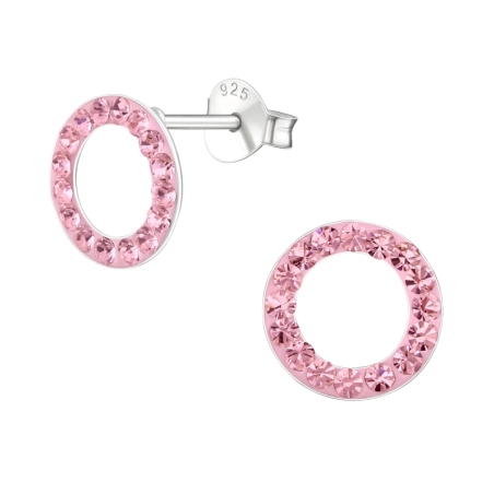 Circle Ear Studs with Crystal stones Jewellery | All4silver