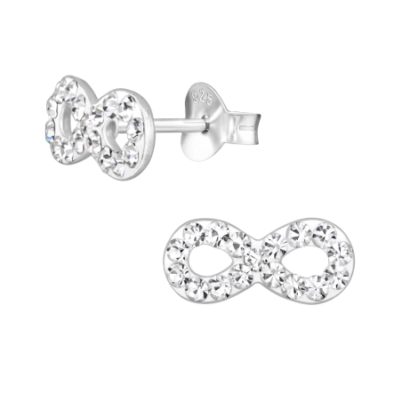 Infinity - 925 Sterling Silver Ear Studs with Crystal stones