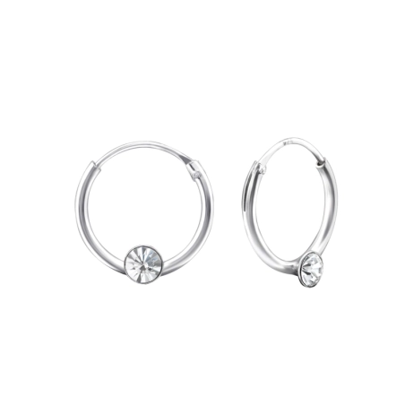 Single Stone Ear Hoops Jewellery | All4silver