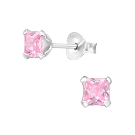 Square 4mm Basic Ear Studs Jewellery | All4silver