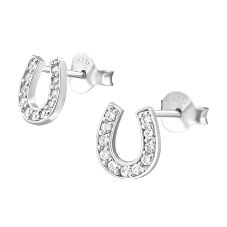 Horseshoe Ear Studs with Zirconia stones Jewellery | All4silver