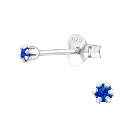 Round  With Genuine European Crystals - 925 Sterling Silver Lacrystale Silver Ear Studs