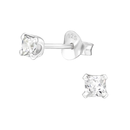 Square 3mm Basic Ear Studs Jewellery | All4silver