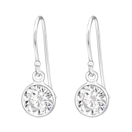 7x7mm Round Zirconia - 925 Sterling Silver Earrings With Zirconia Stones