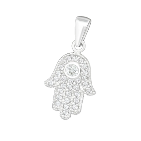 Hamsa Hand Pendants with Zirconia stones Jewellery | All4silver