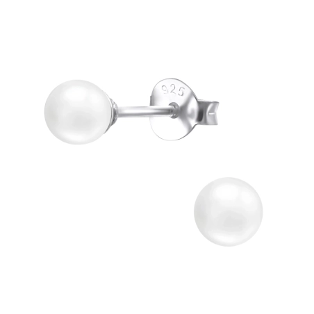 Round Ear Studs with Pearls Jewellery | All4silver