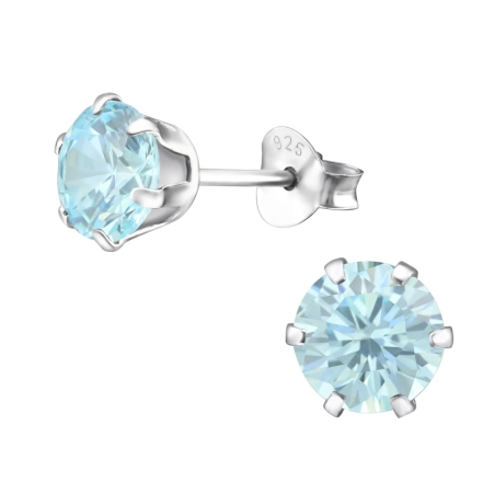 6mm Round zirconia stud - 925 Sterling Silver Basic Ear Studs