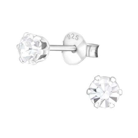 Round 4mm - 925 Sterling Silver Basic Ear Studs