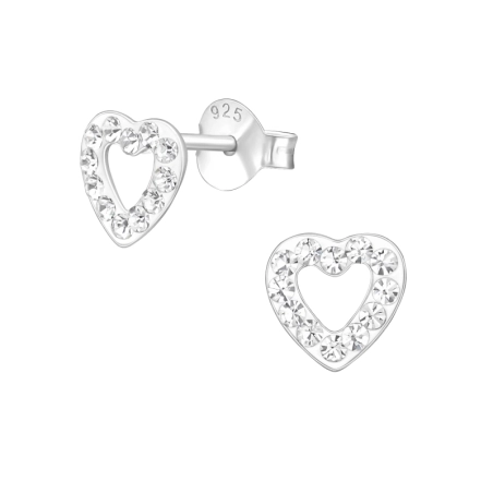 Heart Ear studs with stones Jewellery | All4silver