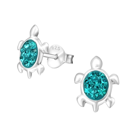 Turtle Ear studs with stones Jewellery | All4silver