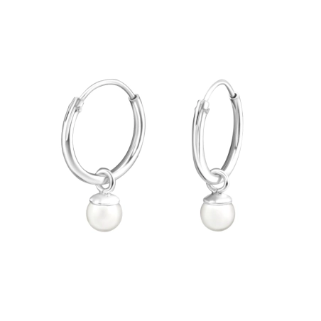 Hanging Pearl Ear Hoops Jewellery | All4silver