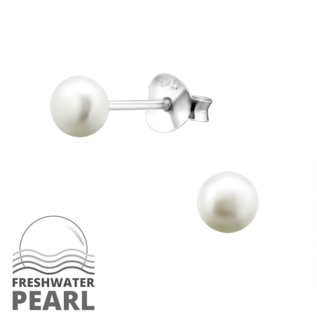 Round Ear Studs with Pearls Jewellery | All4silver