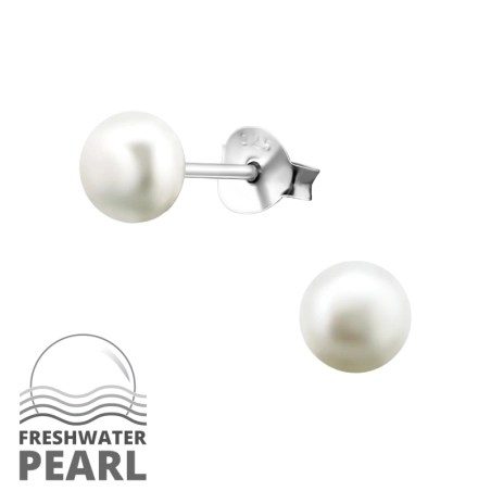 Round Ear Studs with Pearls Jewellery | All4silver