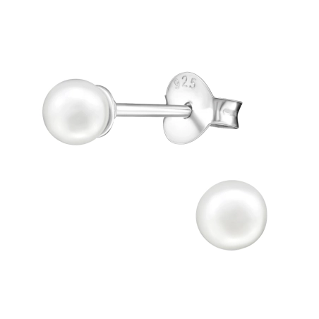 Round Ear Studs with Pearls Jewellery | All4silver