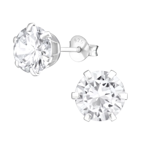 Round 8mm Basic Ear Studs Jewellery | All4silver