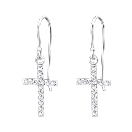 Cross Earrings with Crystal stones Jewellery | All4silver