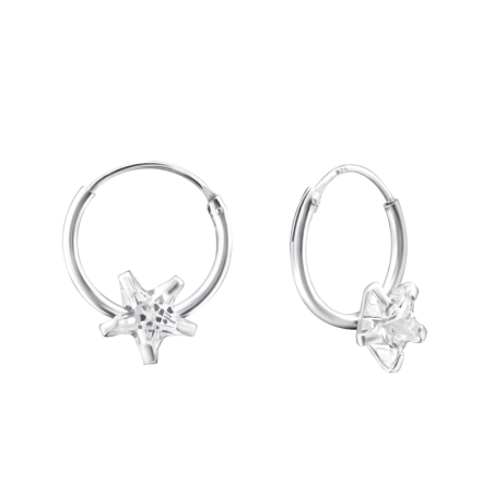 Single Stone Ear Hoops Jewellery | All4silver