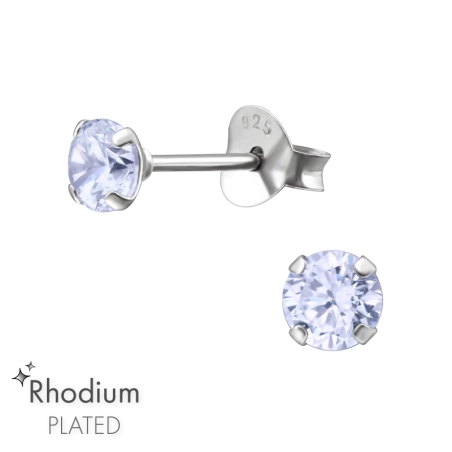 Round 4mm Ear Studs with Zirconia stones Jewellery | All4silver