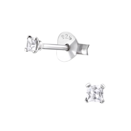 Square 2mm Basic Ear Studs Jewellery | All4silver