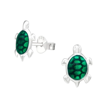 Turtle Ear studs with enamel colors Jewellery | All4silver