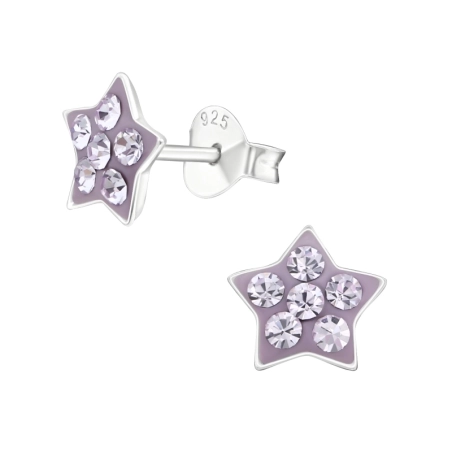 Star Ear studs with stones Jewellery | All4silver