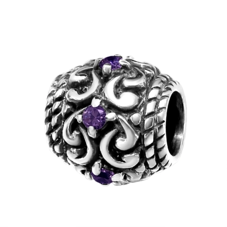 Round - 925 Sterling Silver Beads with Zirconia or Crystal