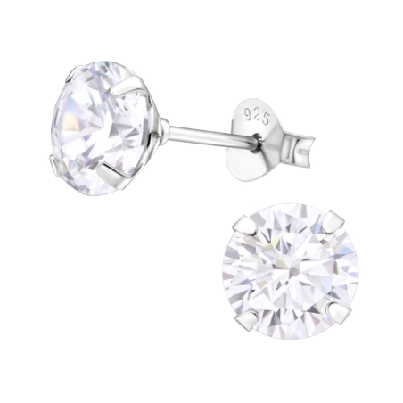 Round 7mm - 925 Sterling Silver Basic Ear Studs