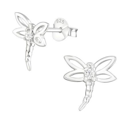 Dragonfly Ear Studs with Zirconia stones Jewellery | All4silver