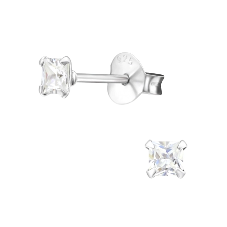 Square 3mm Basic Ear Studs Jewellery | All4silver