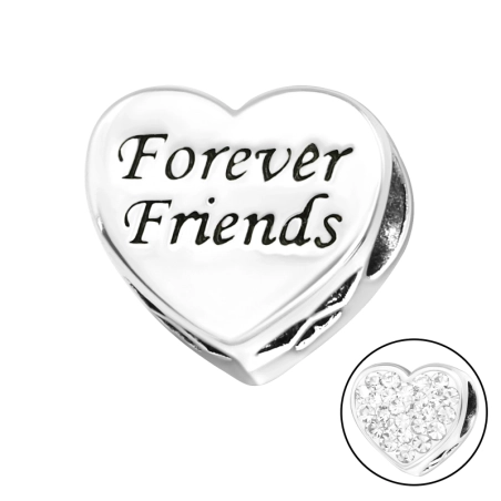 Heart Forever Friends - 925 Sterling Silver Beads with Zirconia or Crystal