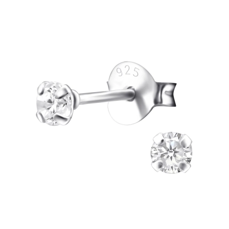 Round 3mm Basic Ear Studs Jewellery | All4silver