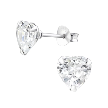 Heart 7mm - 925 Sterling Silver Basic Ear Studs
