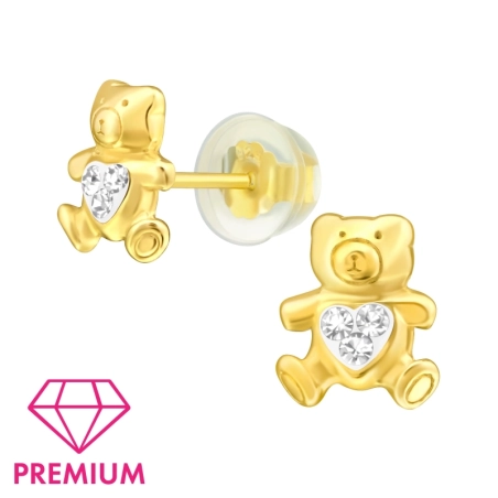 Bear - Premium* - 925 Sterling Silver Ear Studs With Stones