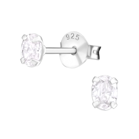 Oval 3x4mm Basic Ear Studs Jewellery | All4silver