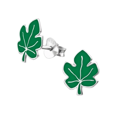 Leaf Ear studs with enamel colors Jewellery | All4silver