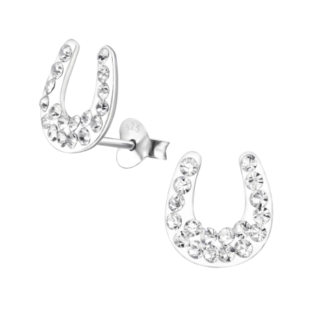 Horseshoe Ear Studs with Crystal stones Jewellery | All4silver