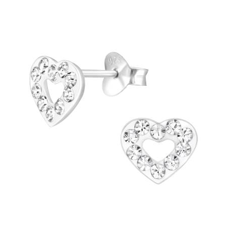 Heart Ear studs with stones Jewellery | All4silver