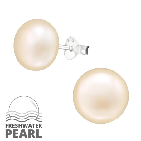 Round Ear Studs with Pearls Jewellery | All4silver
