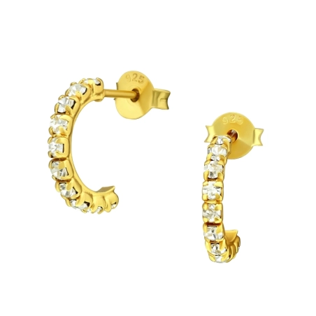 Semi Hoops Ear Studs with Crystal stones Jewellery | All4silver
