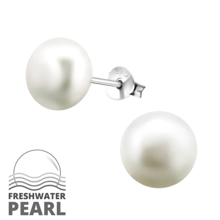 Round Ear Studs with Pearls Jewellery | All4silver