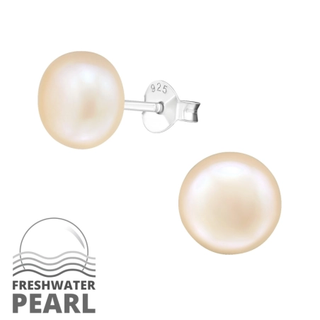 Round Ear Studs with Pearls Jewellery | All4silver