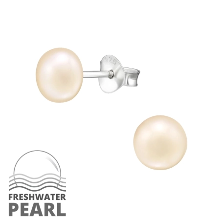 Round Ear Studs with Pearls Jewellery | All4silver