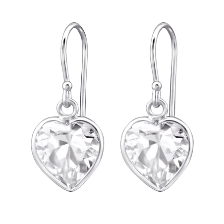 Heart Earrings with Zirconia stones Jewellery | All4silver