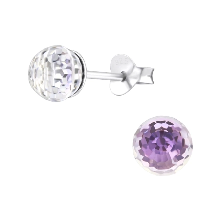 Round Ear Studs with Crystal stones Jewellery | All4silver