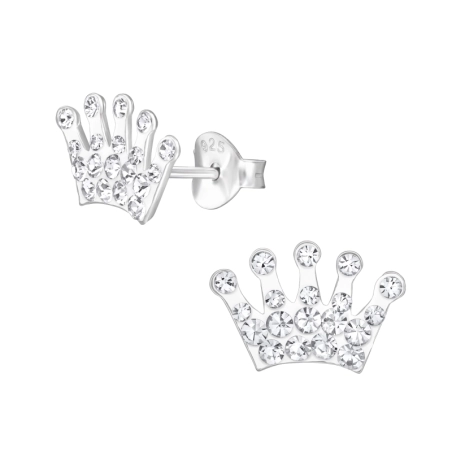 Crown Ear studs with stones Jewellery | All4silver