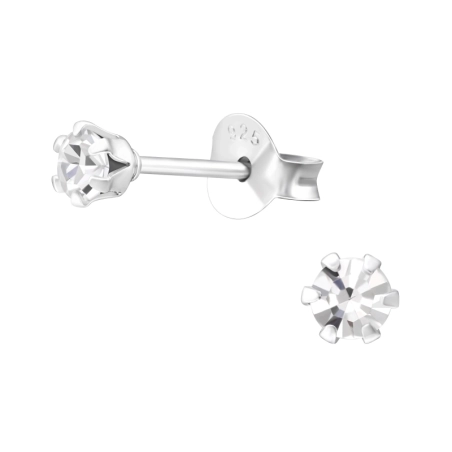 Round 3mm - 925 Sterling Silver Basic Ear Studs